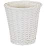 2_Wicker Waste Basket, Willow Weave Painted White, Includes Plastic Liner