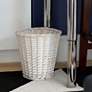 1_Wicker Waste Basket, Willow Weave Painted White, Includes Plastic Liner