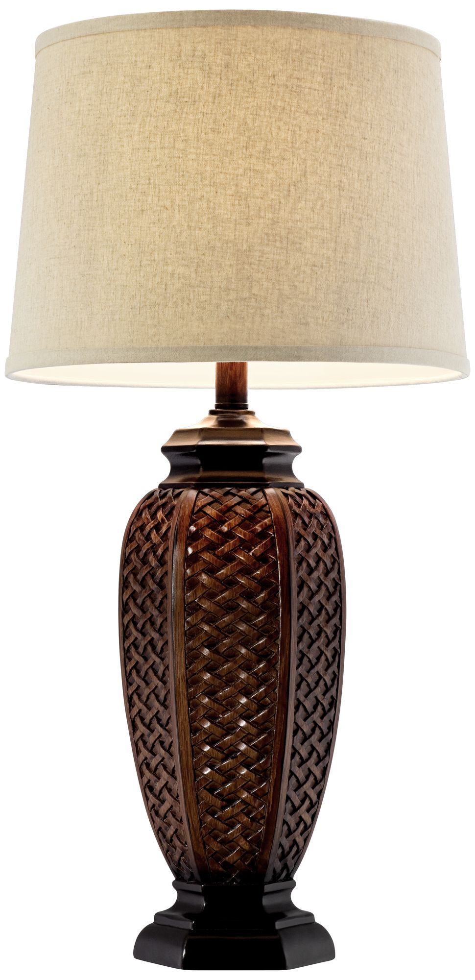 brown wicker lamp