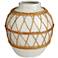 Wicker Wrap White 10" High Porcelain Decorative Vase