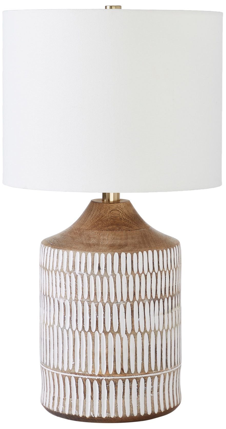 Wickes* White-Washed Carved Mango Wood Table Lamp
