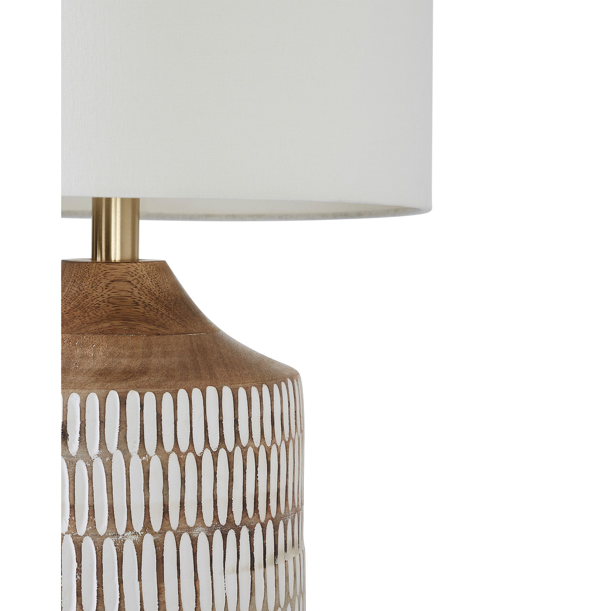 Image 4 Wickes* White-Washed Carved Mango Wood Table Lamp more views