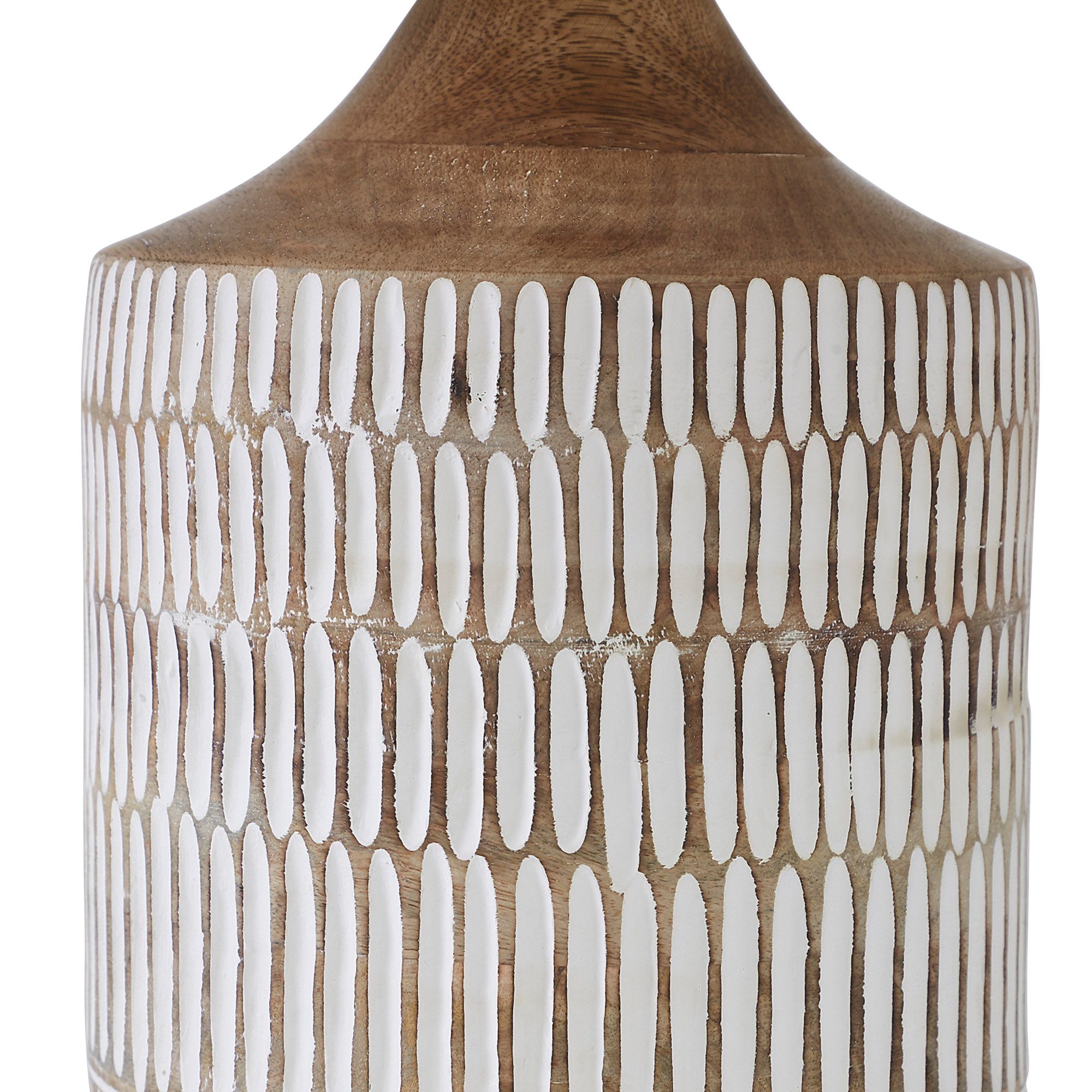 Wickes* White-Washed Carved Mango Wood Table Lamp