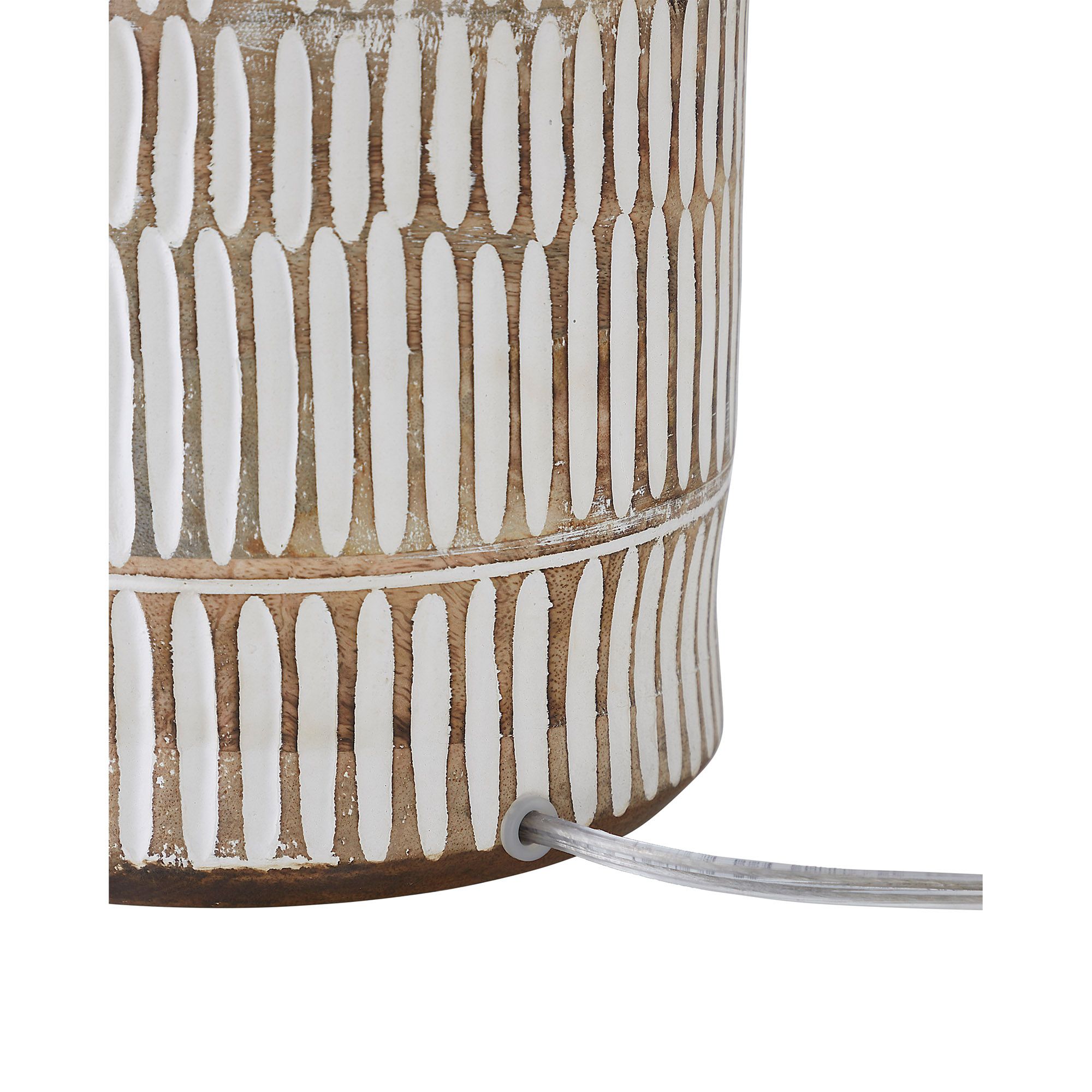 Wickes* White-Washed Carved Mango Wood Table Lamp