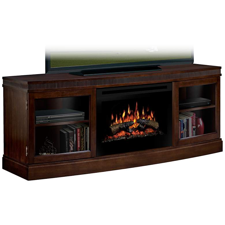 Image 1 Wickford 66 1/2 inch Wide Smoked Glass Electric Fireplace