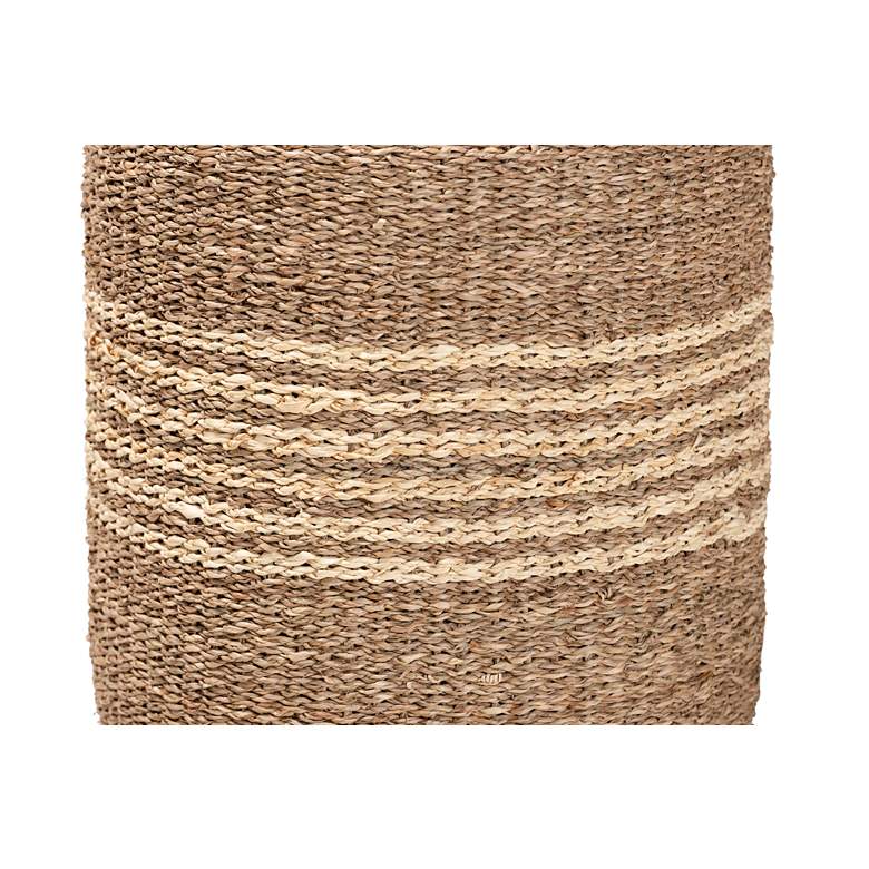 Image 3 Wickham Natural Brown Seagrass Ottoman Footstool more views