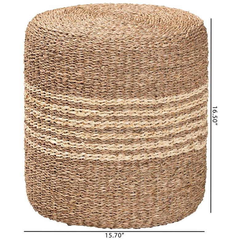 Image 6 Wickham Natural Brown Seagrass Ottoman Footstool more views