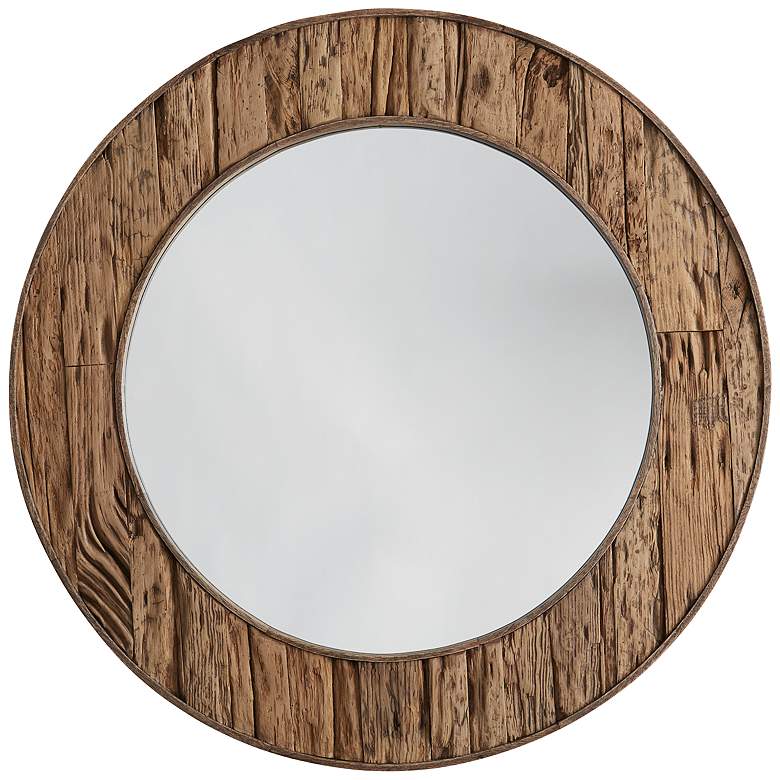 Image 1 Wickland Reclaimed Railroad Ties 33 1/2" Round Wall Mirror