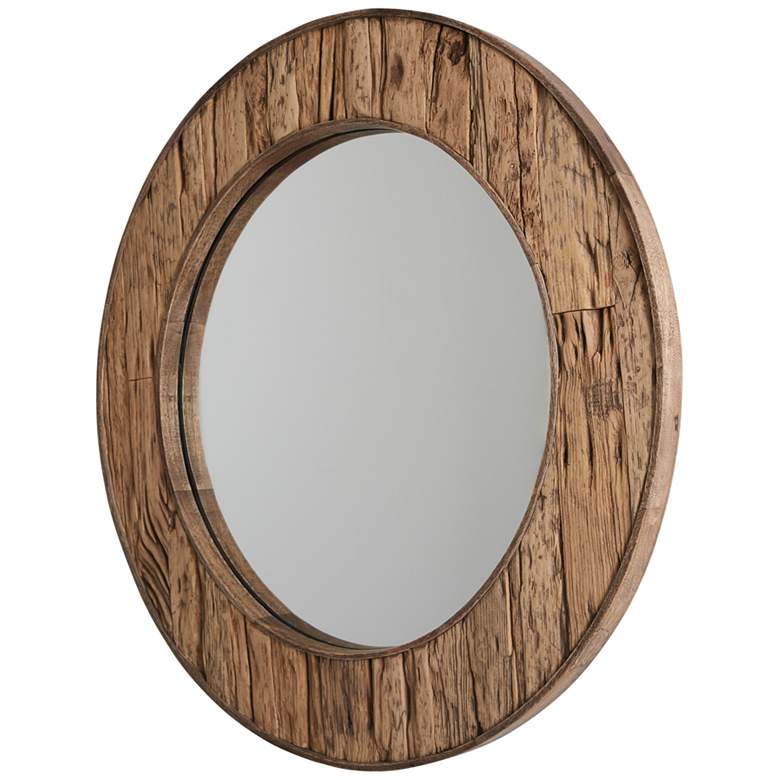 Image 4 Wickland Reclaimed Railroad Ties 33 1/2" Round Wall Mirror more views