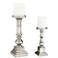 Wicksham Silver Column Pillar Candle Holders Set of 2