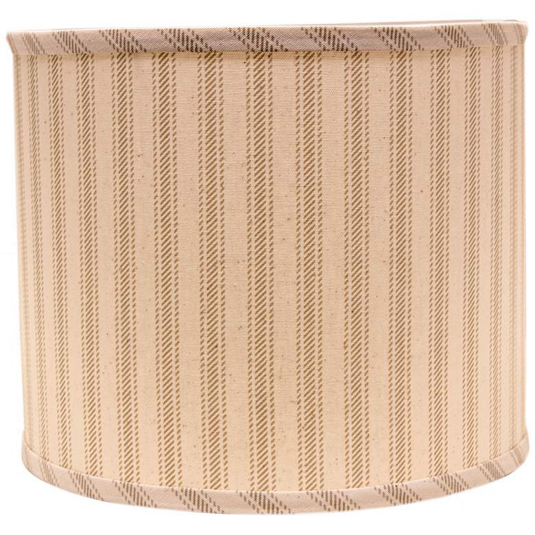 Image 1 Wide Taupe Ticking 12x12x10 Drum Shade (Spider)