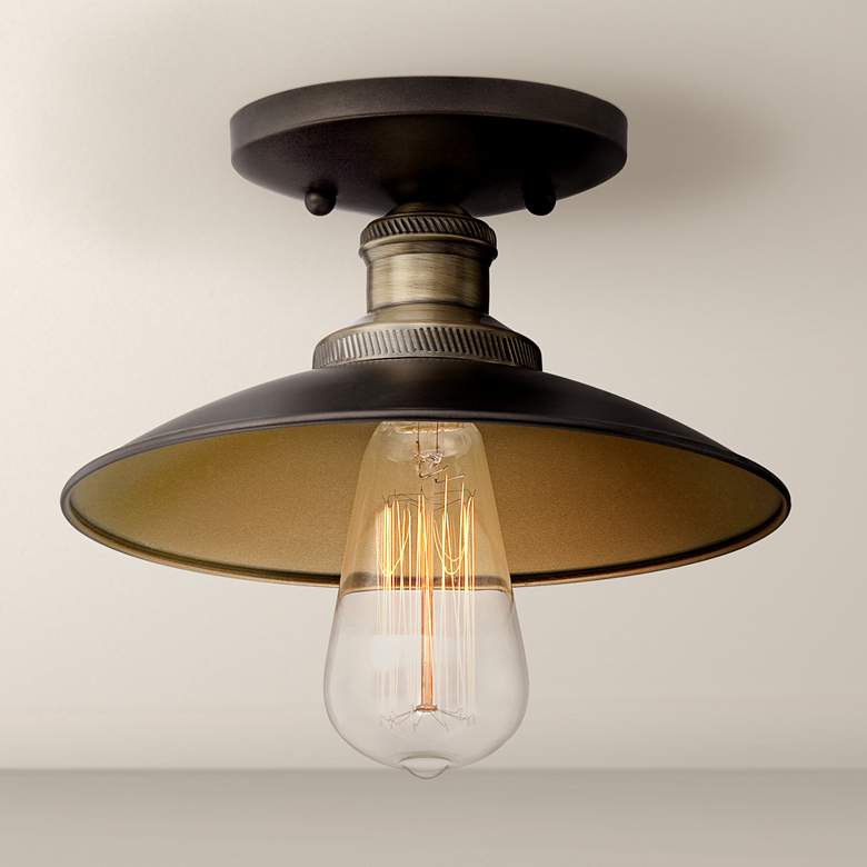 Image 1 Widefield 9" Wide Antique Brass Ceiling Light