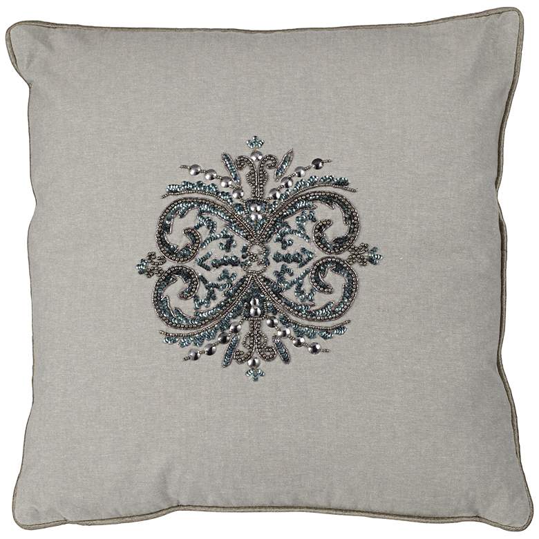 Image 1 Widmoore 18 inch Square Gray Cotton Decorative Pillow