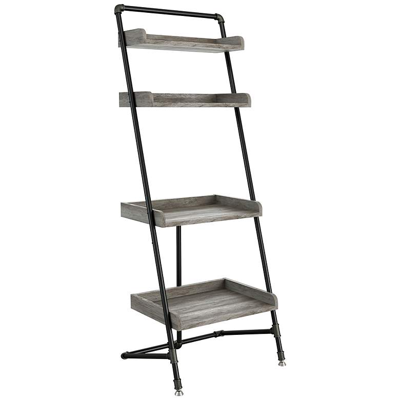 Image 2 Wiessinger 26" Wide Vintage Gray Oak 4-Shelf Bookcase