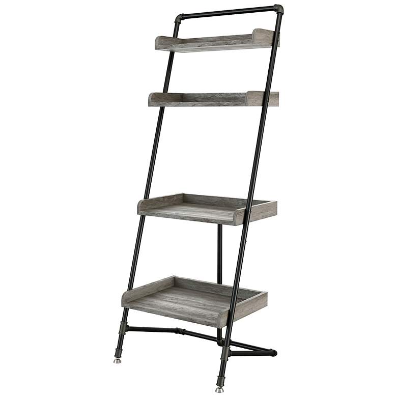 Image 5 Wiessinger 26" Wide Vintage Gray Oak 4-Shelf Bookcase more views