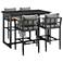 Wiglaf Outdoor 5-Piece Bar Table Set in Aluminum with Grey Cushions