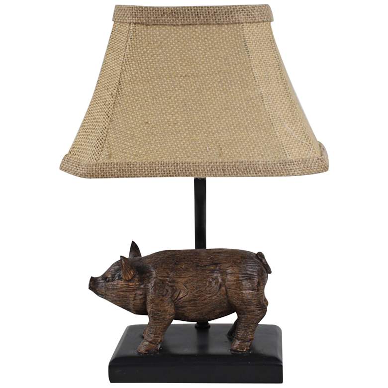Image 1 Wilber the Pig 12 inch High Brown Accent Table Lamp