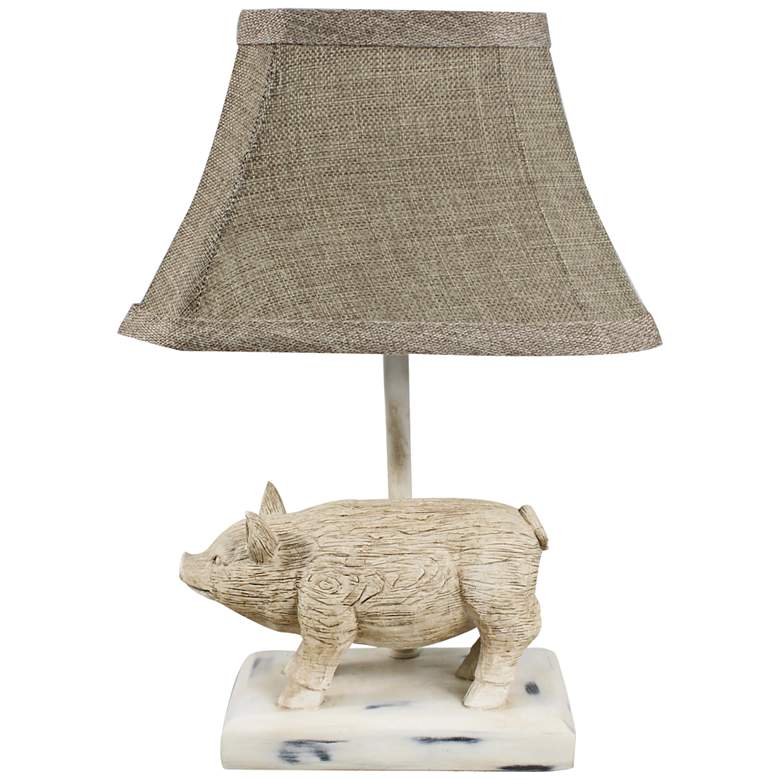 Image 1 Wilber the Pig 12 inch High White Accent Table Lamp