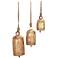 Wilbur Gold Metal Decorative Cow Bells with Ropes Set of 3