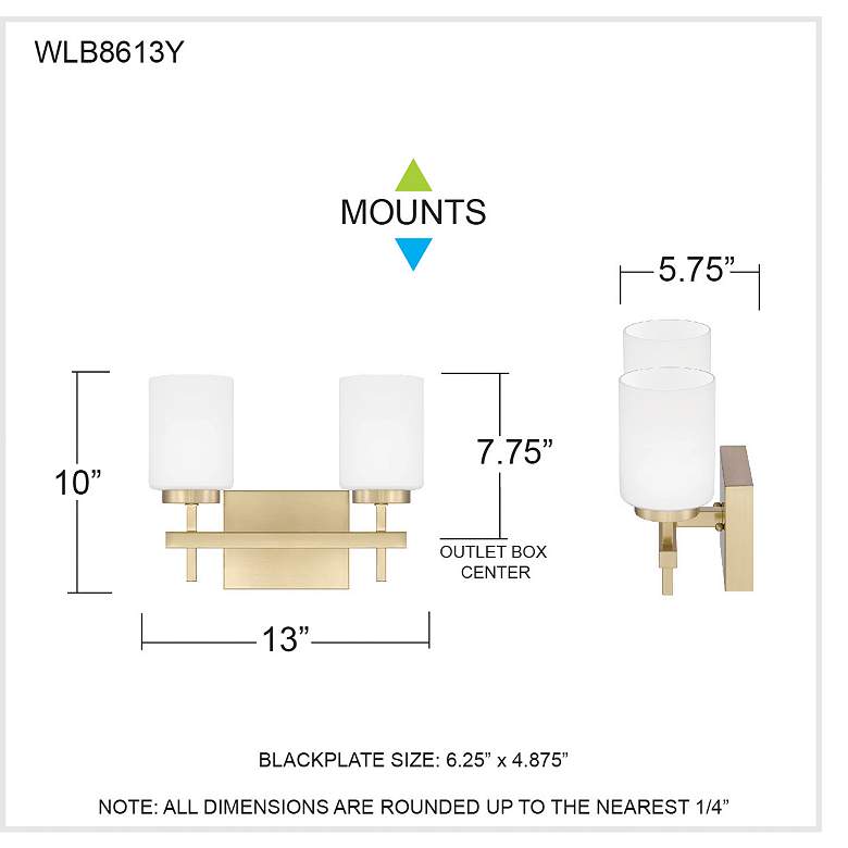 Image 5 Wilburn 2-Light Integrated LED Satin Brass Vanity Light more views