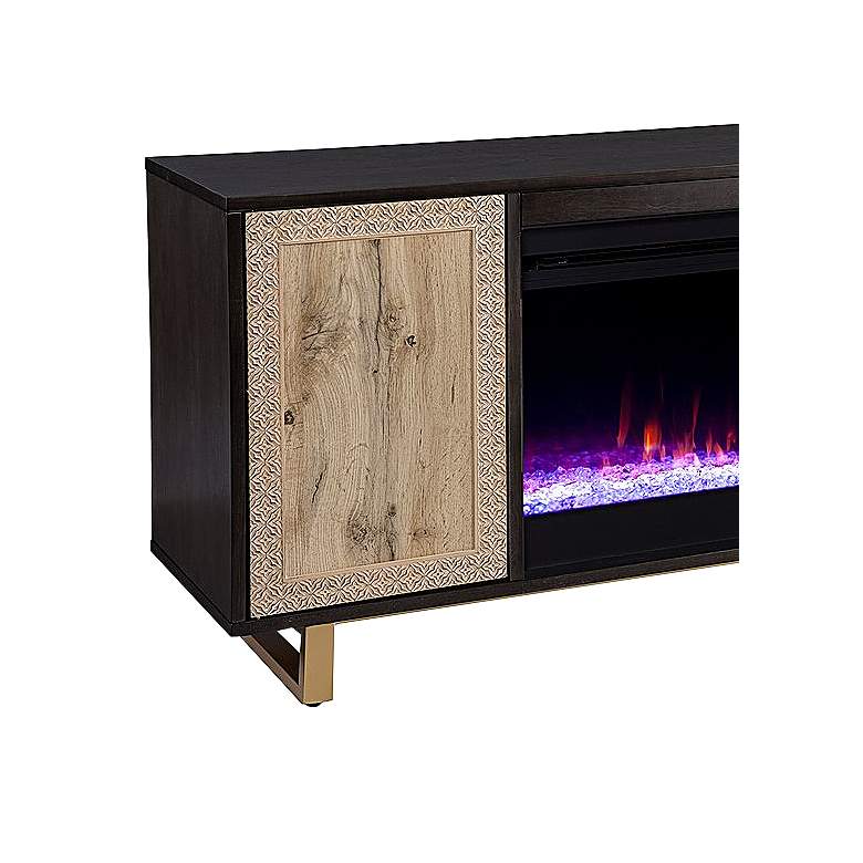 Image 3 Wilconia 54 1/4"W Brown Natural Color Changin LED Fireplace more views