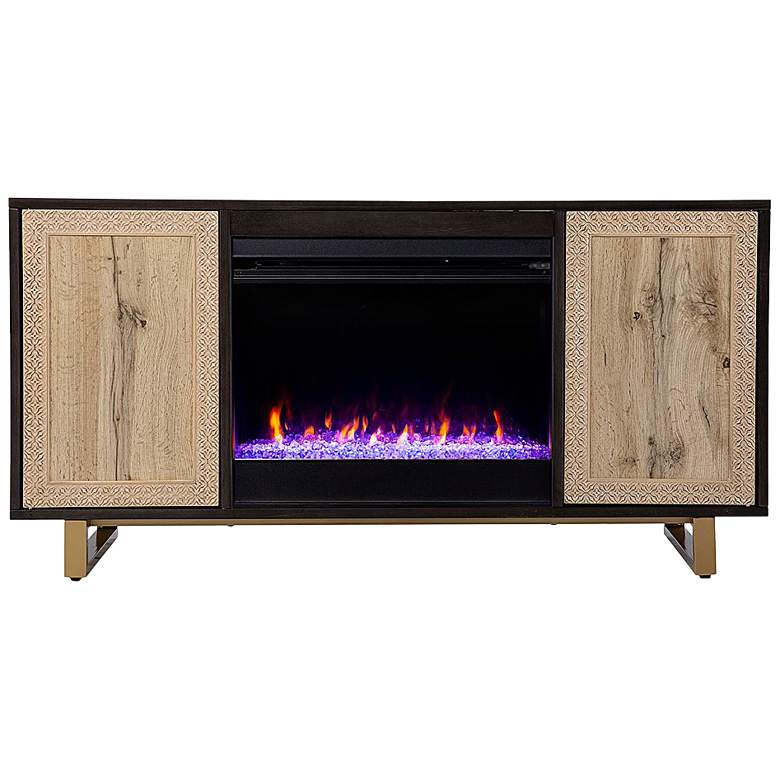 Image 4 Wilconia 54 1/4"W Brown Natural Color Changin LED Fireplace more views