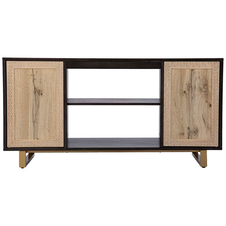 Image 4 Wilconia 54 1/4"W Dark Brown Natural 2-Door Media Console more views