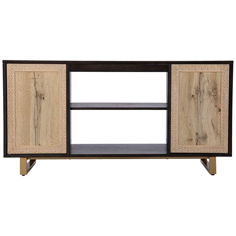 Image 4 Wilconia 54 1/4 inchW Dark Brown Natural 2-Door Media Console more views