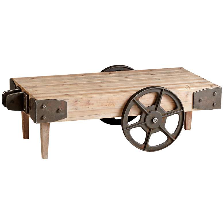 Image 1 Wilcox Raw Iron and Natural Wood Cart Table