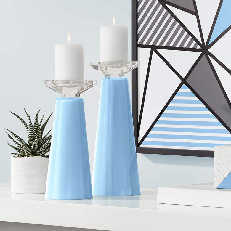 Image 1 Wild Blue Yonder Glass Candle Holders from Color Plus