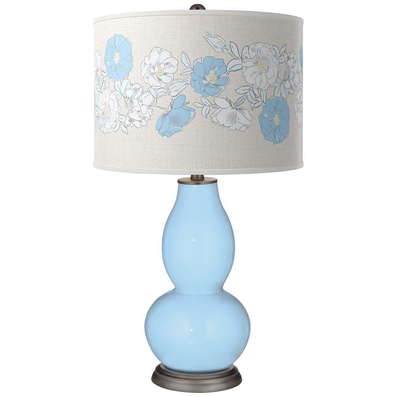 Image 1 Wild Blue Yonder Rose Bouquet Double Gourd Table Lamp