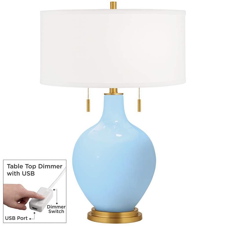 Wild Blue Yonder Toby Brass Accents Table Lamp with Dimmer