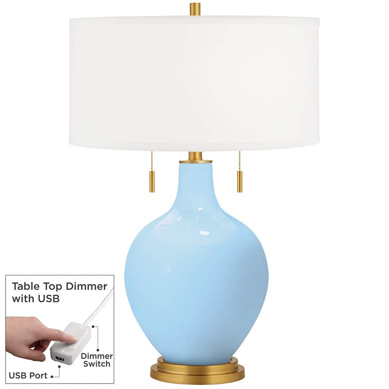 Image 1 Wild Blue Yonder Toby Brass Accents Table Lamp with Dimmer