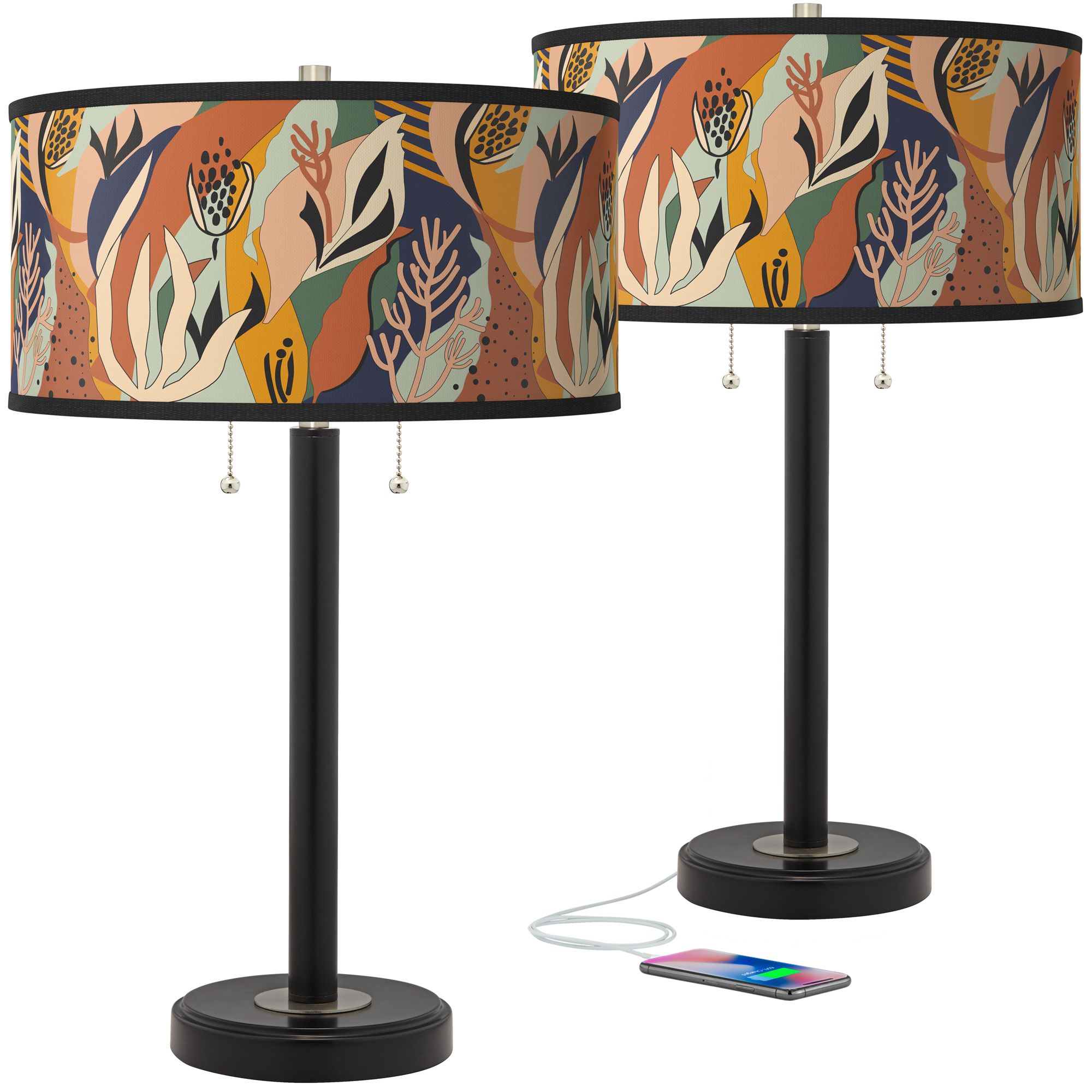 Image Wild Desert Arturo Black Bronze USB Table Lamps Set of 2