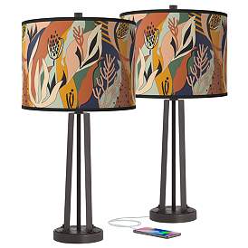 Image1 of Wild Desert Susan Dark Bronze USB Table Lamps Set of 2