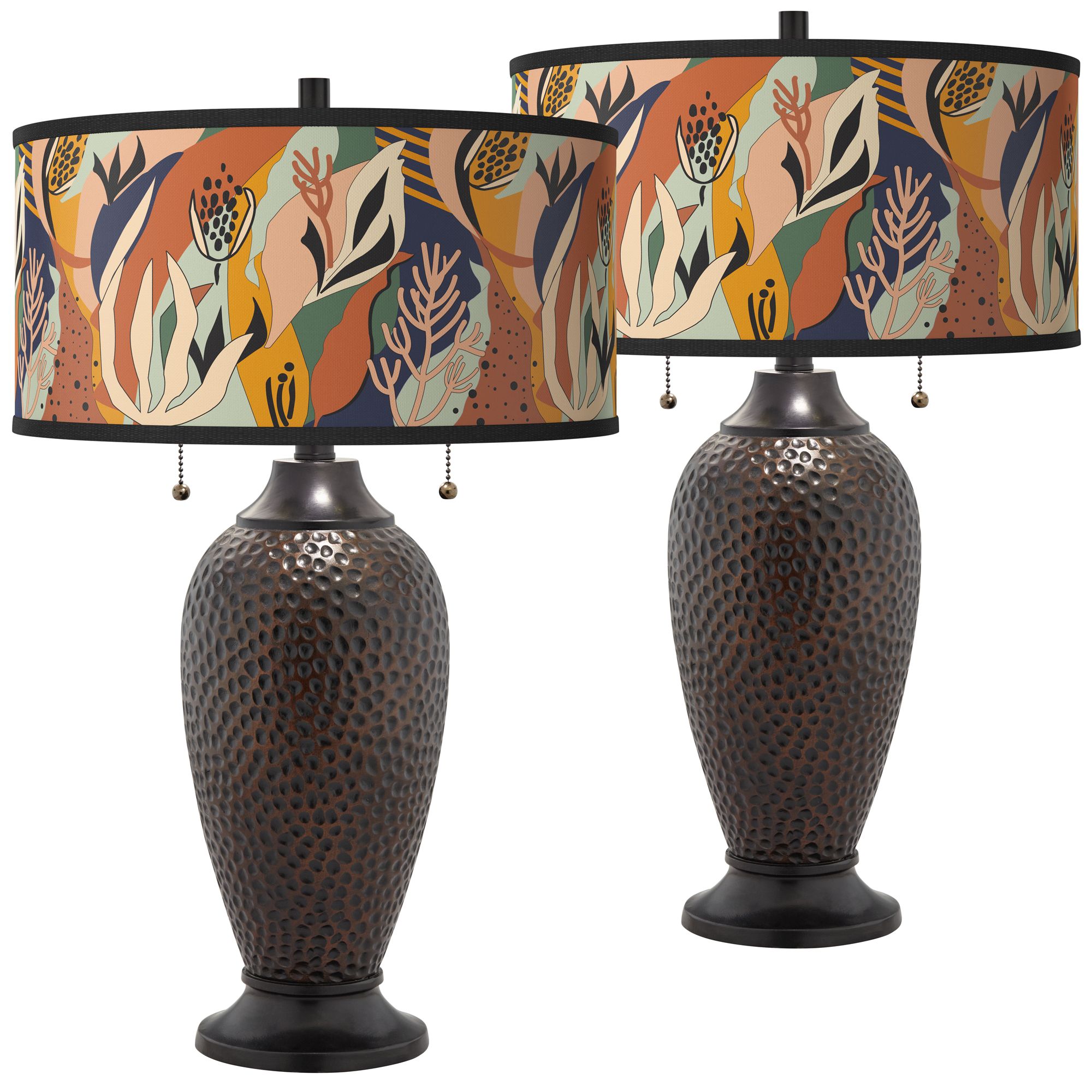Image Wild Desert Zoey Hammered Oil-Rubbed Bronze Table Lamps Set of 2