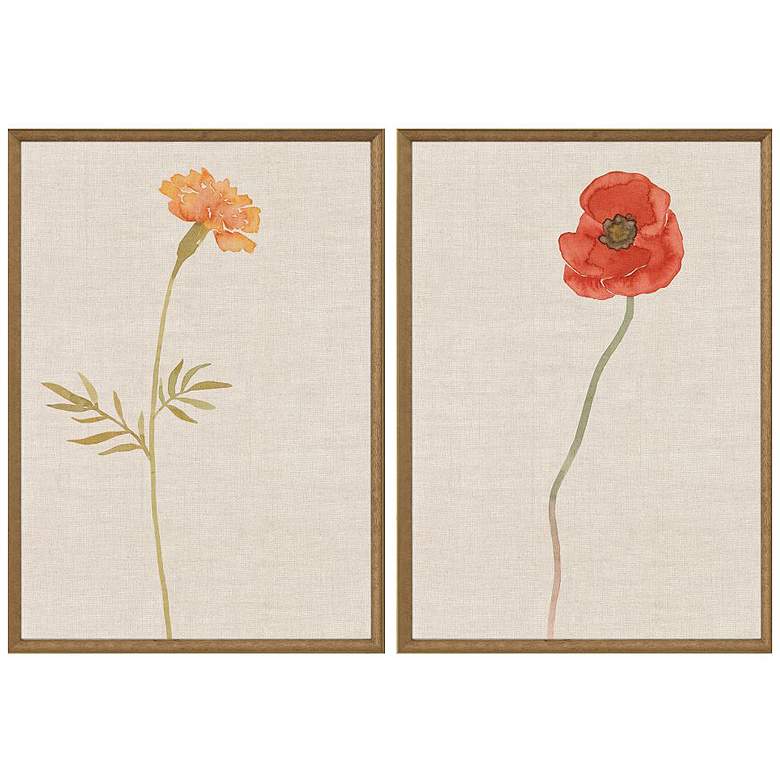 Image 1 Wild Flourish II 21"W x 31"H Framed Art Set of 2