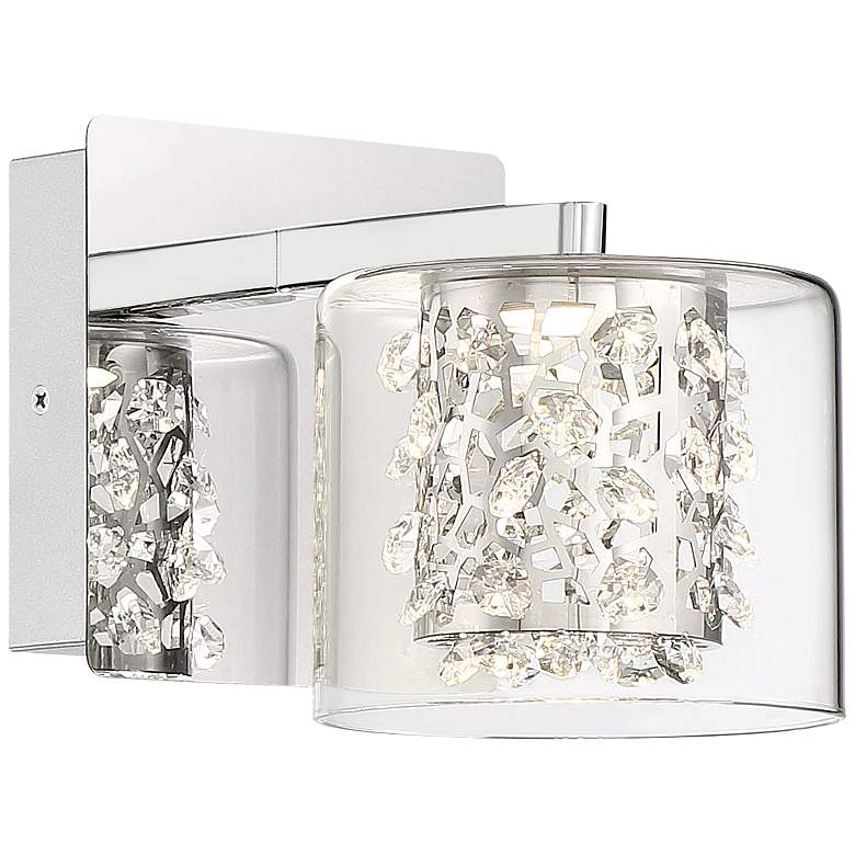 Image 1 Wild Gems 5 1/2 inch High Chrome and Crystal LED Wall Sconce