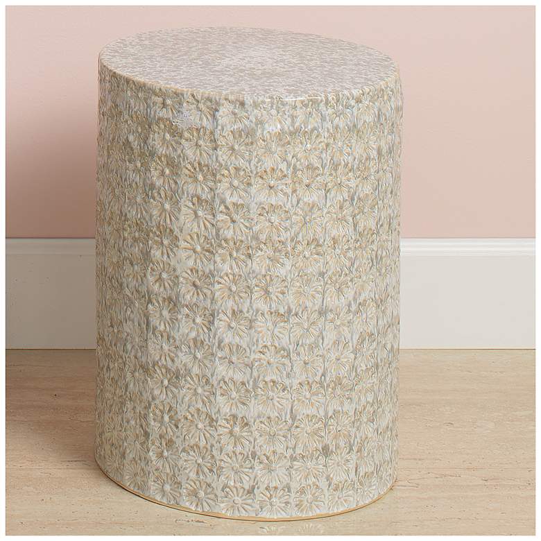 Image 1 Wildflower Indoor/Outdoor Cream Ceramic Side Table