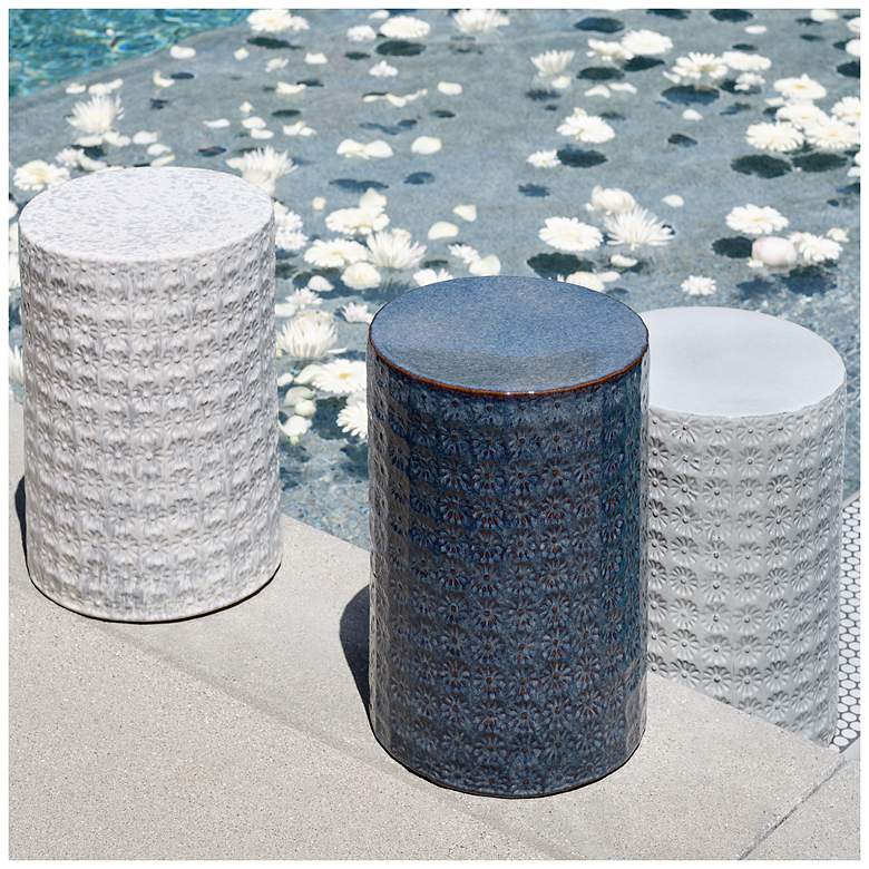 Image 7 Wildflower Indoor/Outdoor Cream Ceramic Side Table more views