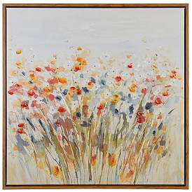 Image1 of Wildflowers 23.6"W x 23.6"H Abstract Floral Canvas Wood Framed Wa