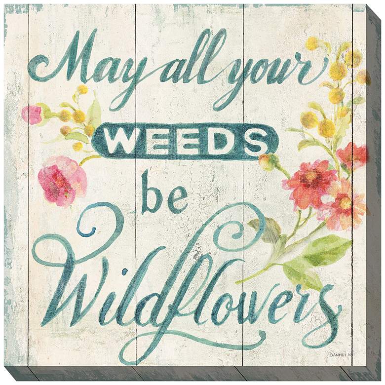 Image 1 Wildflowers Word 24 inch Square Outdoor Canvas Wall Art