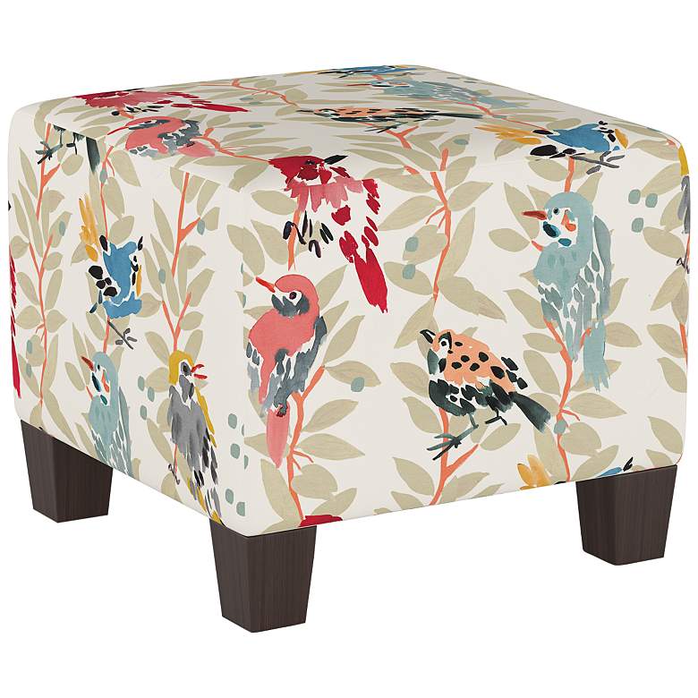 Image 1 Wilding Avery Vine Multi-Color Fabric Square Ottoman