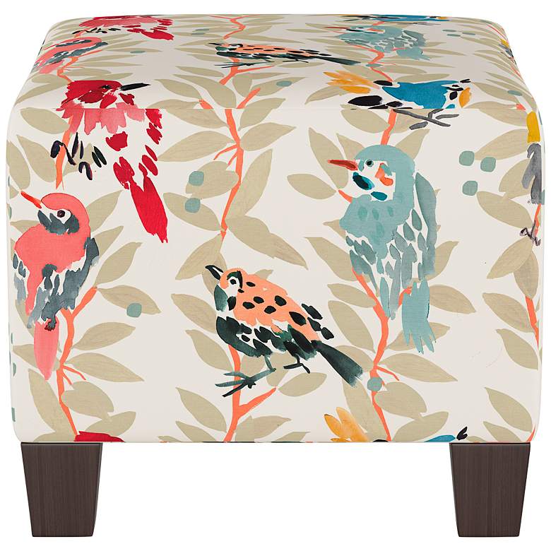 Image 4 Wilding Avery Vine Multi-Color Fabric Square Ottoman more views