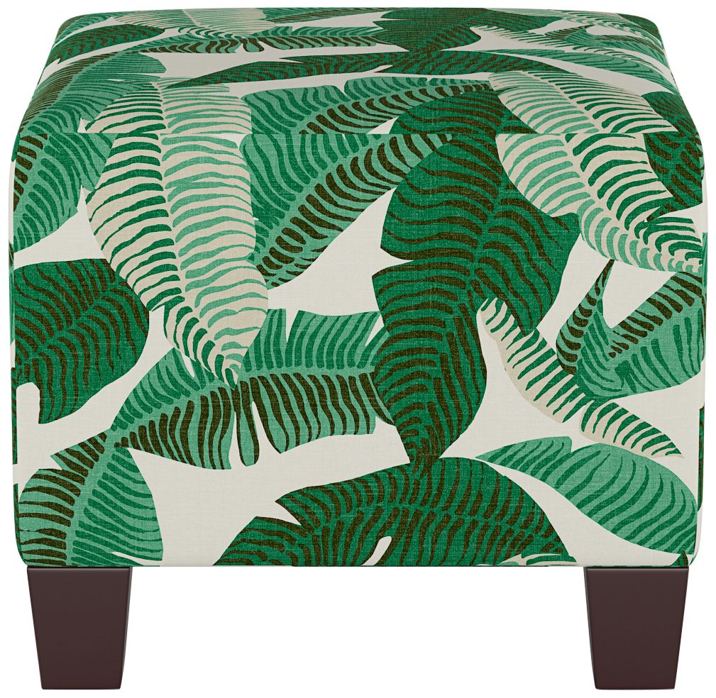 Image 4 Wilding Banana Palm Natural Fabric Square Ottoman - Made to Order more views
