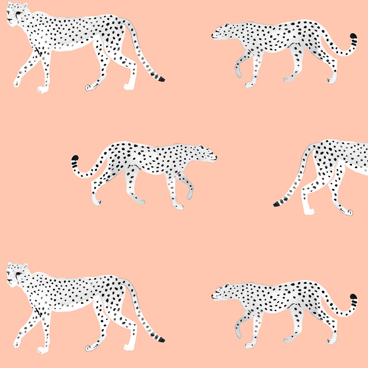 Image 2 Wilding Cheetah Walk White and Blush Fabric Square Ottoman - Made to Order more views