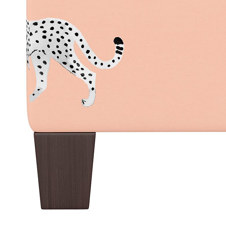 Image 3 Wilding Cheetah Walk White and Blush Fabric Square Ottoman more views