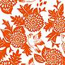 Wilding Garden Bird Orange Fabric Nail Button Square Ottoman