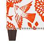 Wilding Garden Bird Orange Fabric Nail Button Square Ottoman