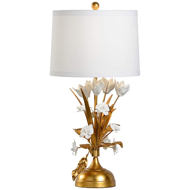 Image 1 Wildwood French Flower Gold Leaf and White Table Lamp